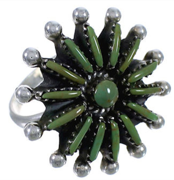 Needlepoint Turquoise Sterling Silver Jewelry Ring Size 5-1/2 WX34555
