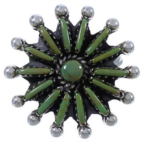 Needlepoint Turquoise Sterling Silver Jewelry Ring Size 5-1/2 WX34555