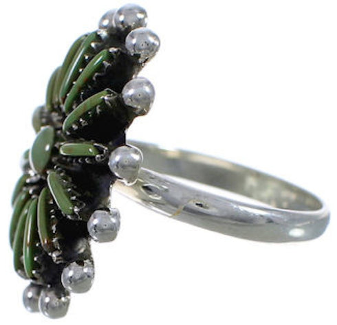 Needlepoint Turquoise Sterling Silver Jewelry Ring Size 5-1/2 WX34555