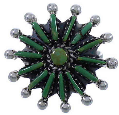 Genuine Sterling Silver Southwest Turquoise Needlepoint Ring Size 7-1/2 AX87430