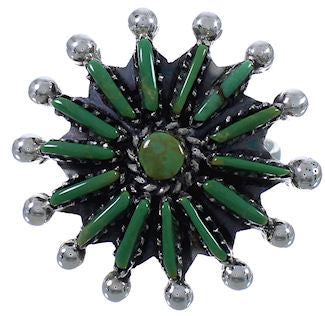 Needlepoint Turquoise Genuine Silver Ring Size 6-3/4 WX34559