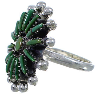 Needlepoint Turquoise Genuine Silver Ring Size 6-3/4 WX34559