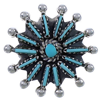 Turquoise Silver Jewelry Needlepoint Ring Size 5-1/4 WX34617