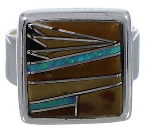 Well-Built Multicolor Sterling Silver Ring Size 8 WX39884