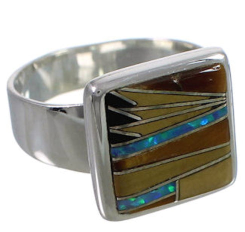 Sturdy Silver And Multicolor Southwest Ring Size 7 WX39993