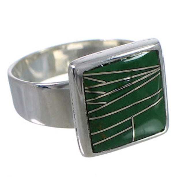 Southwest Sterling Silver Heavy Turquoise Ring Size 6-3/4 WX40027