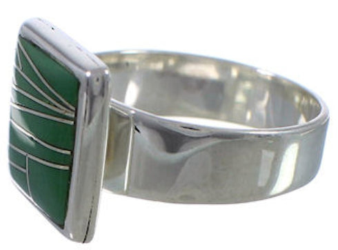 Southwest Sterling Silver Heavy Turquoise Ring Size 6-3/4 WX40027