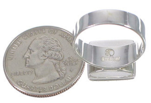 Southwest Sterling Silver Heavy Turquoise Ring Size 6-3/4 WX40027