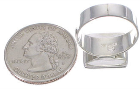 Sturdy Southwest Sterling Silver Turquoise Ring Size 7-1/4 WX40099