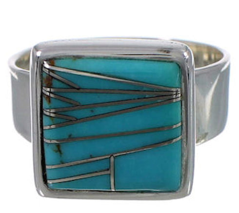 Heavy Turquoise Sterling Silver Ring Size 8-1/4 WX40220