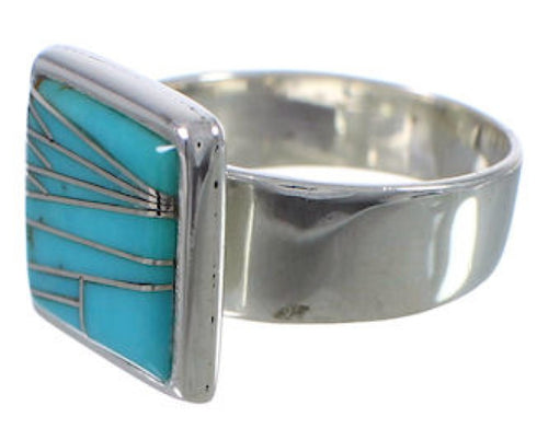 Heavy Turquoise Sterling Silver Ring Size 8-1/4 WX40220