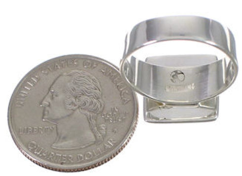 Heavy Turquoise Sterling Silver Ring Size 8-1/4 WX40220