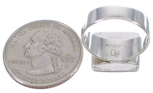 Southwest Heavy Sterling Silver Turquoise Ring Size 7-1/2 WX40645