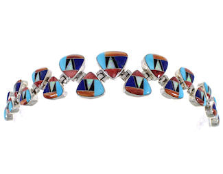 Whiterock Turquoise Multicolor Inlay Jewelry Link Bracelet AS29606