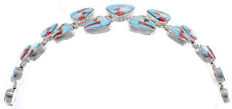 Whiterock Silver Turquoise Multicolor Link Bracelet Jewelry HS32985