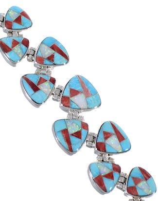 Whiterock Silver Turquoise Multicolor Link Bracelet Jewelry HS32985