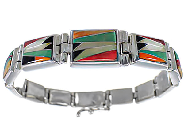 Silver Turquoise Multicolor Whiterock Link Bracelet Jewelry NS39314