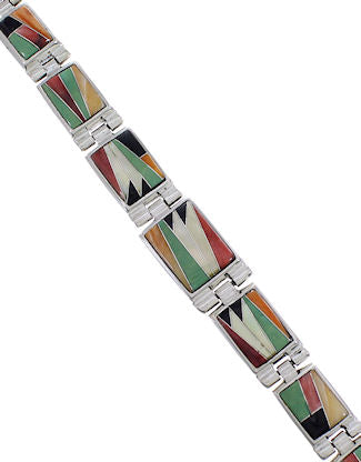 Silver Turquoise Multicolor Whiterock Link Bracelet Jewelry NS39314