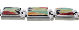 Silver Turquoise Multicolor Whiterock Link Bracelet Jewelry NS39314