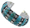 Genuine Sterling Silver Turquoise Inlay Heavy Cuff Bracelet MX27411