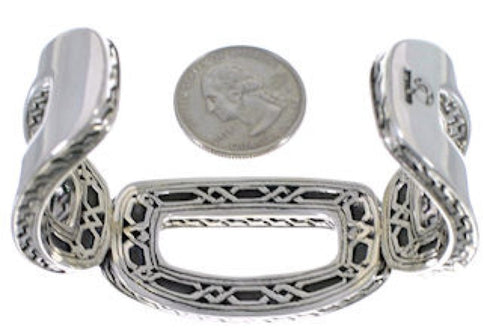 Southwestern Silver Turquoise Well-Built Cuff Bracelet MX27423