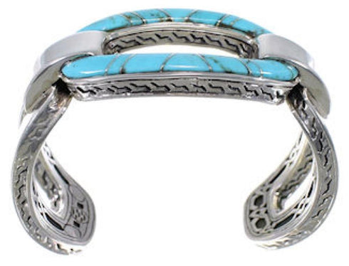 Southwest Turquoise Inlay Silver Jewelry Sturdy Cuff Bracelet MX27426
