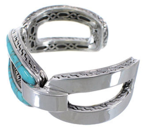 Southwest Turquoise Silver Jewelry Sturdy Cuff Bracelet MX27432