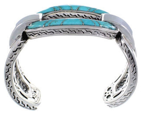 Southwest Turquoise Silver Jewelry Sturdy Cuff Bracelet MX27432