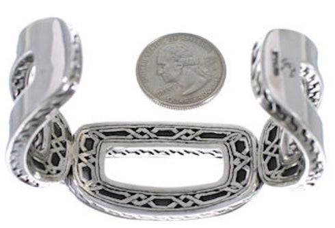 Southwest Turquoise Silver Jewelry Sturdy Cuff Bracelet MX27432