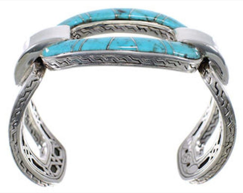 Southwest Turquoise Silver Jewelry Sturdy Cuff Bracelet MX27434