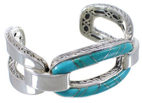 Southwest Turquoise Silver Jewelry Sturdy Cuff Bracelet MX27441