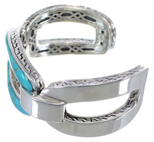 Southwest Turquoise Silver Jewelry Sturdy Cuff Bracelet MX27441