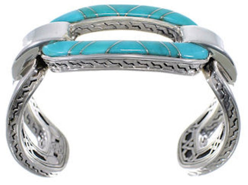 Southwest Turquoise Silver Jewelry Sturdy Cuff Bracelet MX27441