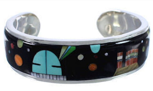 Multicolor Steling Native American Mesa Design Cuff Bracelet NS45883