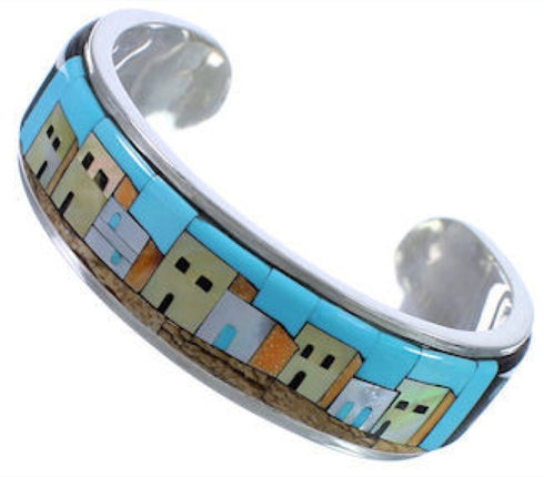 Turquoise Multicolor Native American Design Cuff Bracelet NS40597