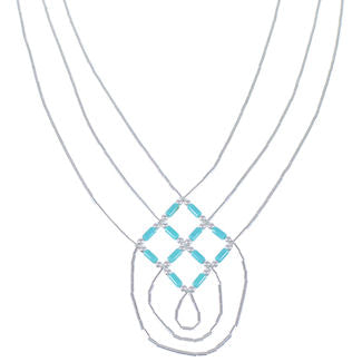 Liquid Silver & Green Turquoise Basket Weave Necklace LS45GT