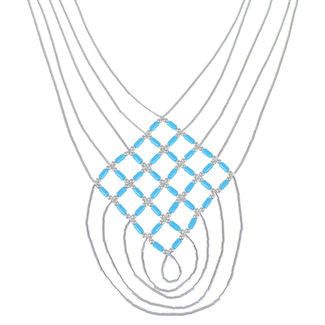 Hand Strung Liquid & Blue Turquoise Basket Weave Necklace LS46BT