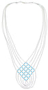 Hand Strung Liquid & Blue Turquoise Basket Weave Necklace LS46BT