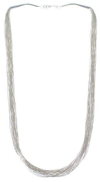 Hand Strung Liquid Sterling Silver 20 Strands 24" Necklace LS2024