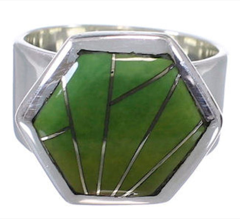 Turquoise Inlay Southwestern Sturdy Ring Size 7-1/4 EX40473