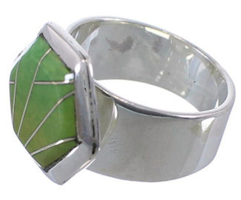 Turquoise Inlay Southwestern Sturdy Ring Size 7-1/4 EX40473