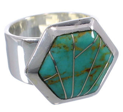 Genuine Sterling Silver Turquoise Heavy Ring Size 7-1/4 EX40525