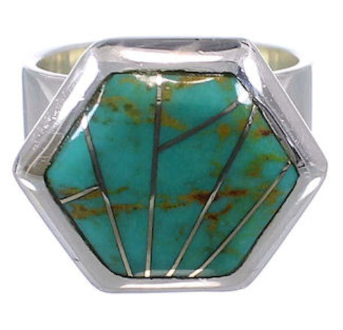 Genuine Sterling Silver Turquoise Heavy Ring Size 7-1/4 EX40525