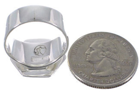 Turquoise Inlay High Quality Silver Ring Size 8-3/4 EX40530