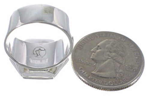 Southwest Turquoise Inlay Sturdy Ring Size 8-1/4 EX40541