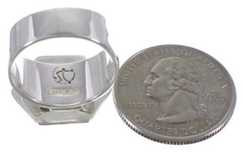 Turquoise Well-Built Sterling Silver Ring Size 8-3/4 EX40574