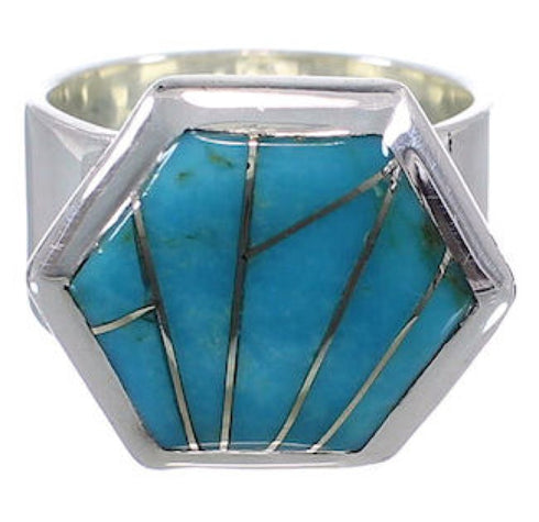 Southwest Silver Turquoise Heavy Ring Size 5-1/2 EX40615