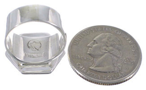 Turquoise Inlay Southwestern Sturdy Ring Size 5-3/4 EX40610