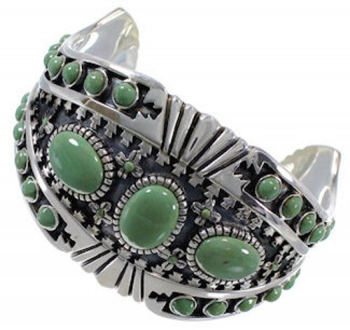 Sterling Silver Well-Built Southwestern Turquoise Cuff Bracelet EX28268