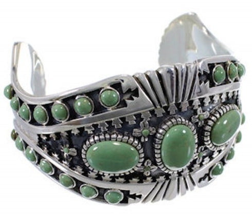 Sterling Silver Well-Built Southwestern Turquoise Cuff Bracelet EX28268